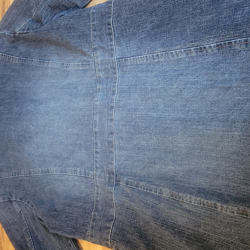Vintage Y2K Denim Duster Jean Long Coat S - Picture 11 of 14